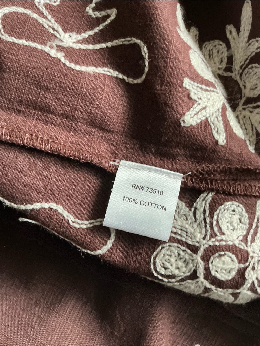Uncle Frank Embroidered Boho Midi Dress Size M Brown Floral Pockets Side Slits - Picture 10 of 10
